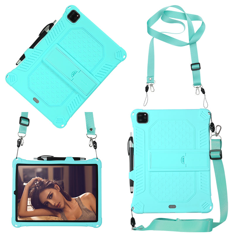 Kickstand PC Soft Silicone Case with Lanyard for iPad Air (2020)/Air (2022)/Pro 11-inch (2021)(2020)(2018)
