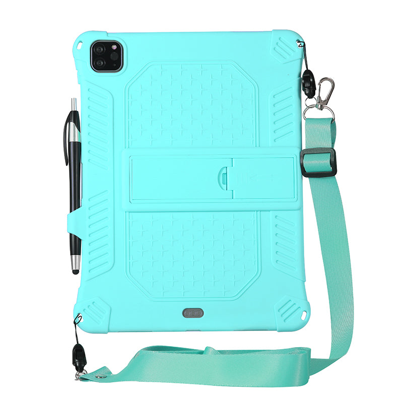 Kickstand PC Soft Silicone Case with Lanyard for iPad Air (2020)/Air (2022)/Pro 11-inch (2021)(2020)(2018)