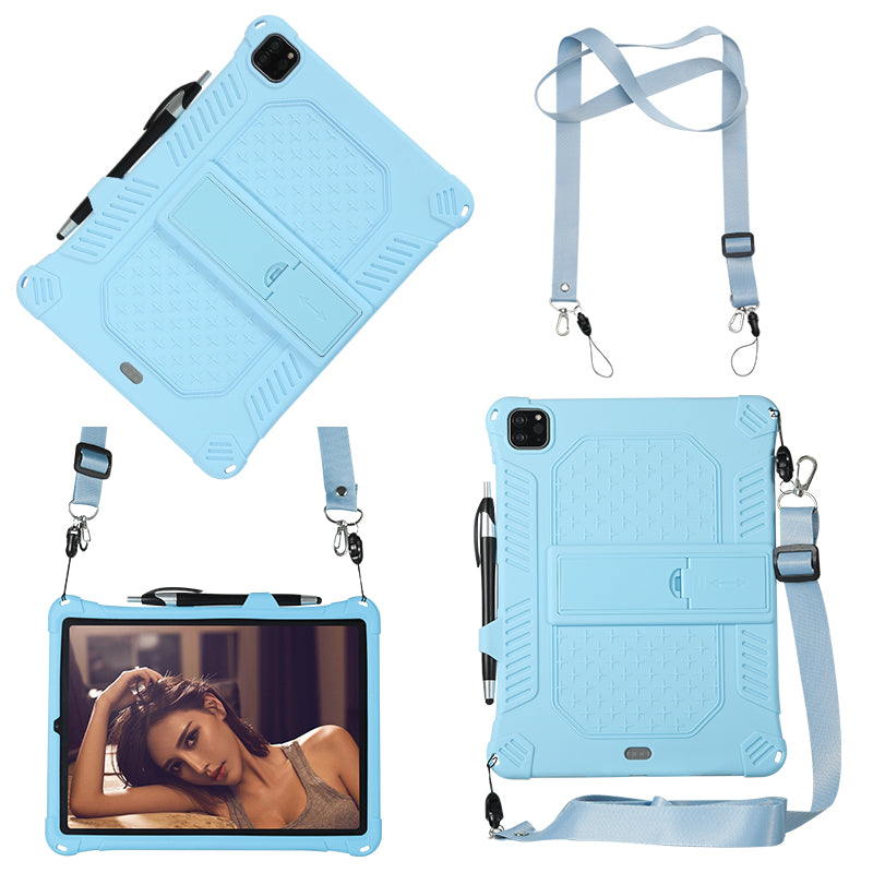 Kickstand PC Soft Silicone Case with Lanyard for iPad Air (2020)/Air (2022)/Pro 11-inch (2021)(2020)(2018)