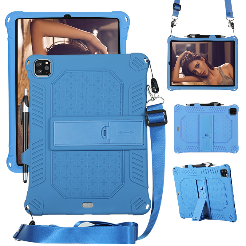 Kickstand PC Soft Silicone Case with Lanyard for iPad Air (2020)/Air (2022)/Pro 11-inch (2021)(2020)(2018)