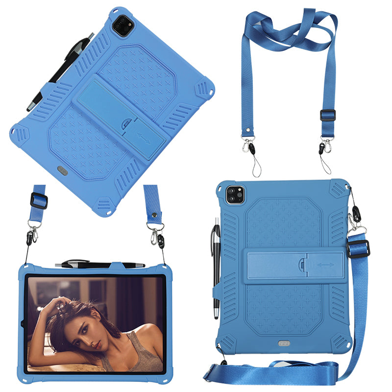 Kickstand PC Soft Silicone Case with Lanyard for iPad Air (2020)/Air (2022)/Pro 11-inch (2021)(2020)(2018)