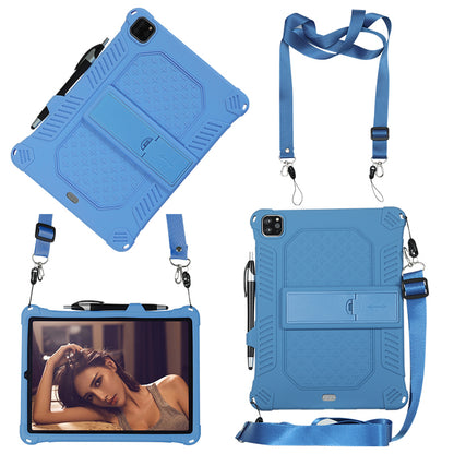 Kickstand PC Soft Silicone Case with Lanyard for iPad Air (2020)/Air (2022)/Pro 11-inch (2021)(2020)(2018)