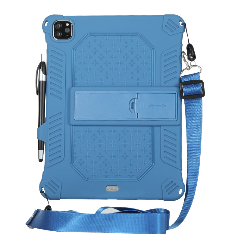 Kickstand PC Soft Silicone Case with Lanyard for iPad Air (2020)/Air (2022)/Pro 11-inch (2021)(2020)(2018)