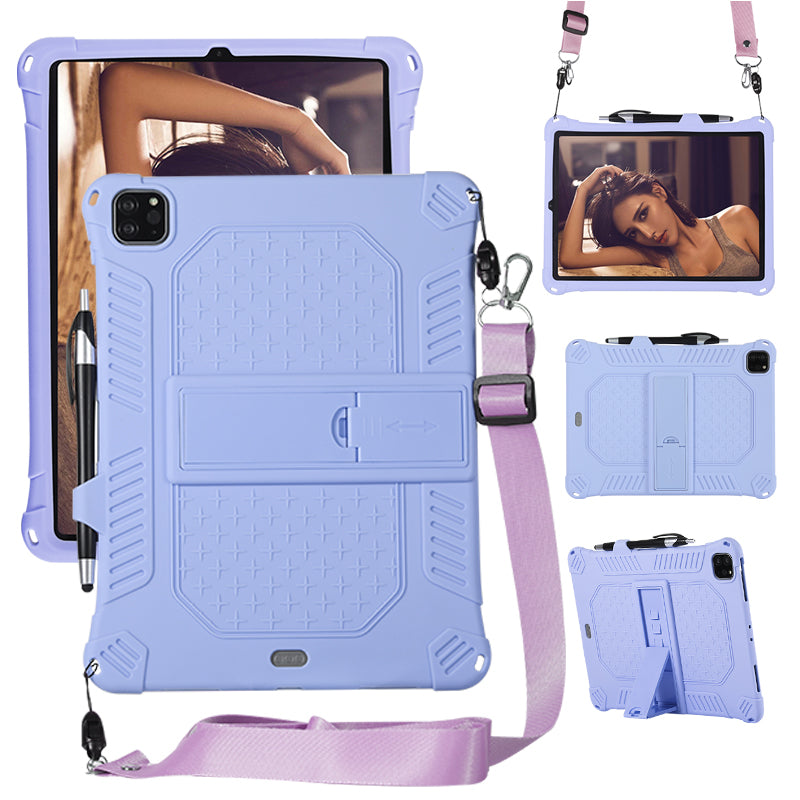 Kickstand PC Soft Silicone Case with Lanyard for iPad Air (2020)/Air (2022)/Pro 11-inch (2021)(2020)(2018)