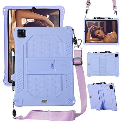 Kickstand PC Soft Silicone Case with Lanyard for iPad Air (2020)/Air (2022)/Pro 11-inch (2021)(2020)(2018)