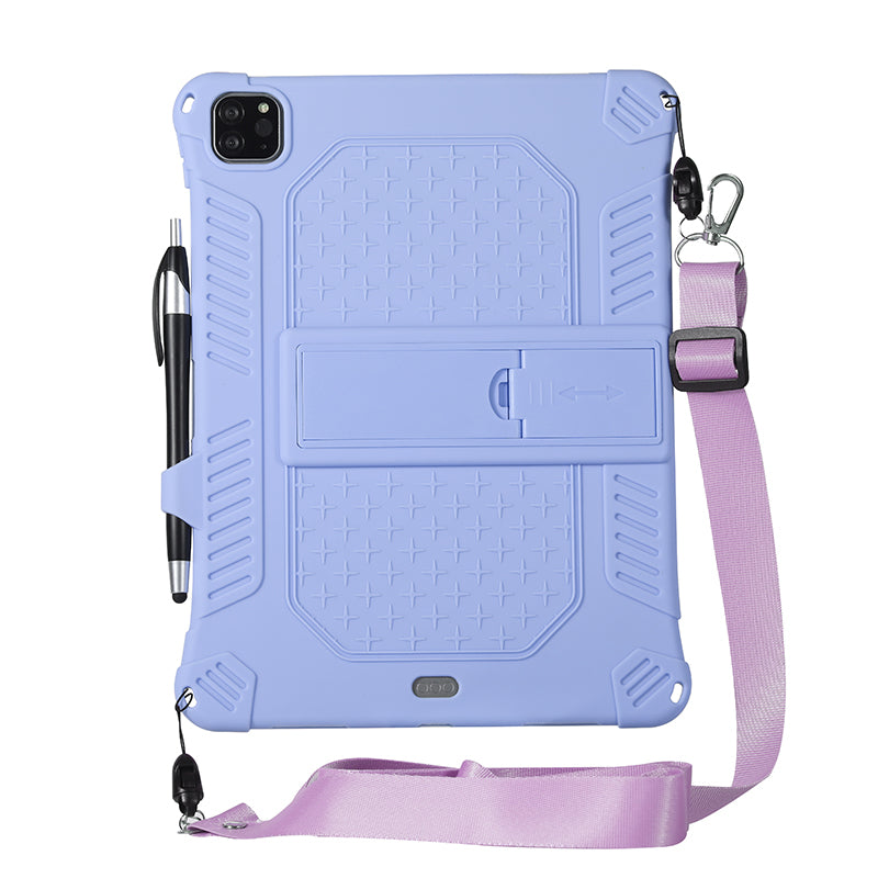 Kickstand PC Soft Silicone Case with Lanyard for iPad Air (2020)/Air (2022)/Pro 11-inch (2021)(2020)(2018)