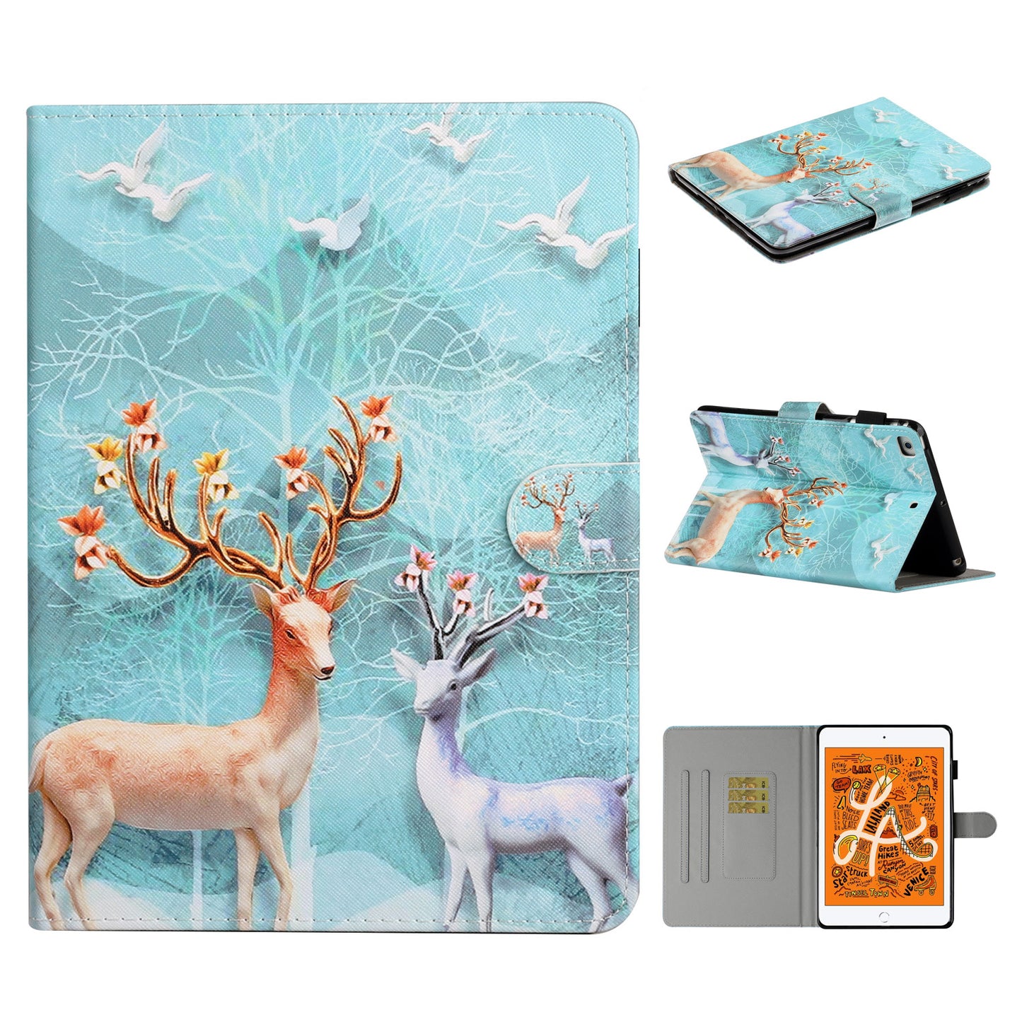 Printing Skin Leather Tablet Shell for iPad mini (2019) 7.9 inch/4/3/2/1