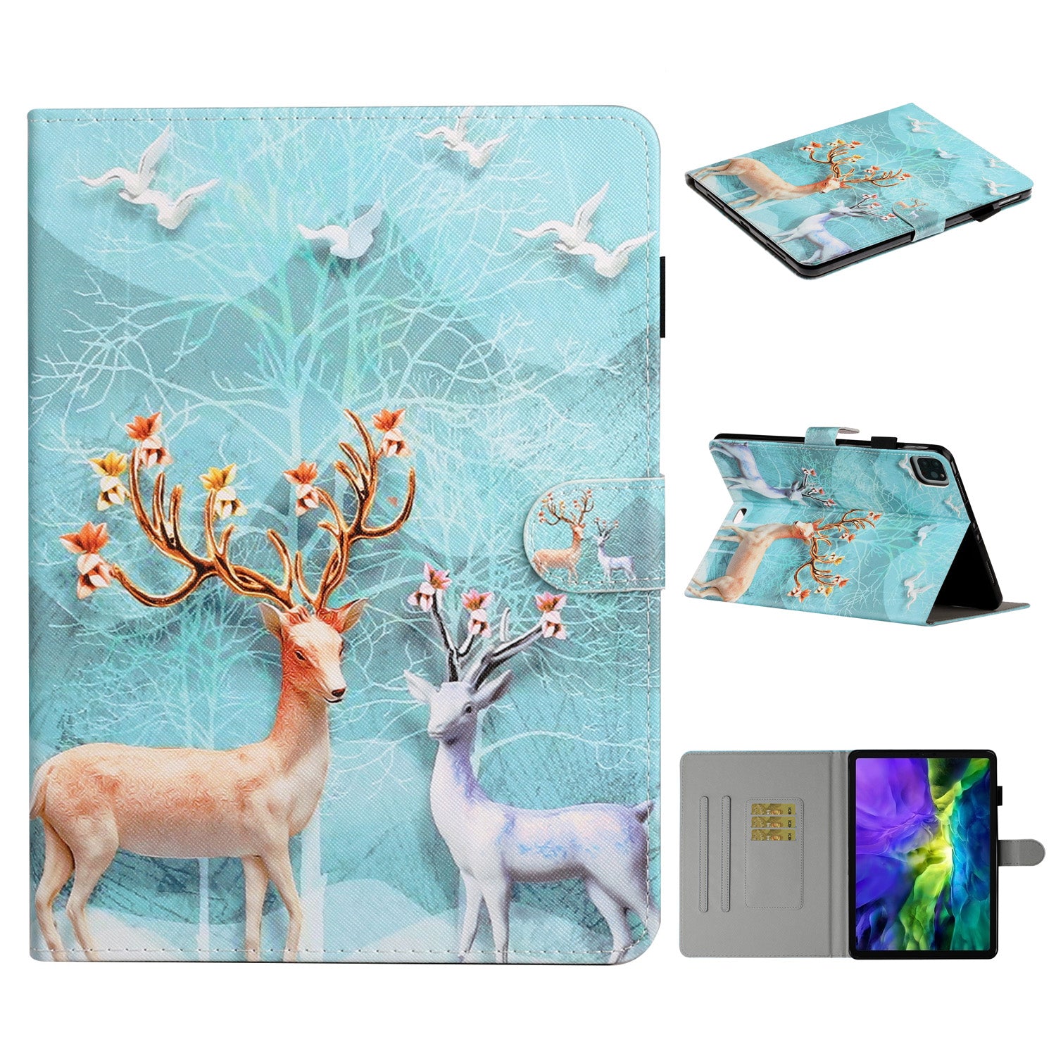 Pattern Printing Leather Stand Shell with Card Slots for iPad Pro 11-inch (2020) (2018)