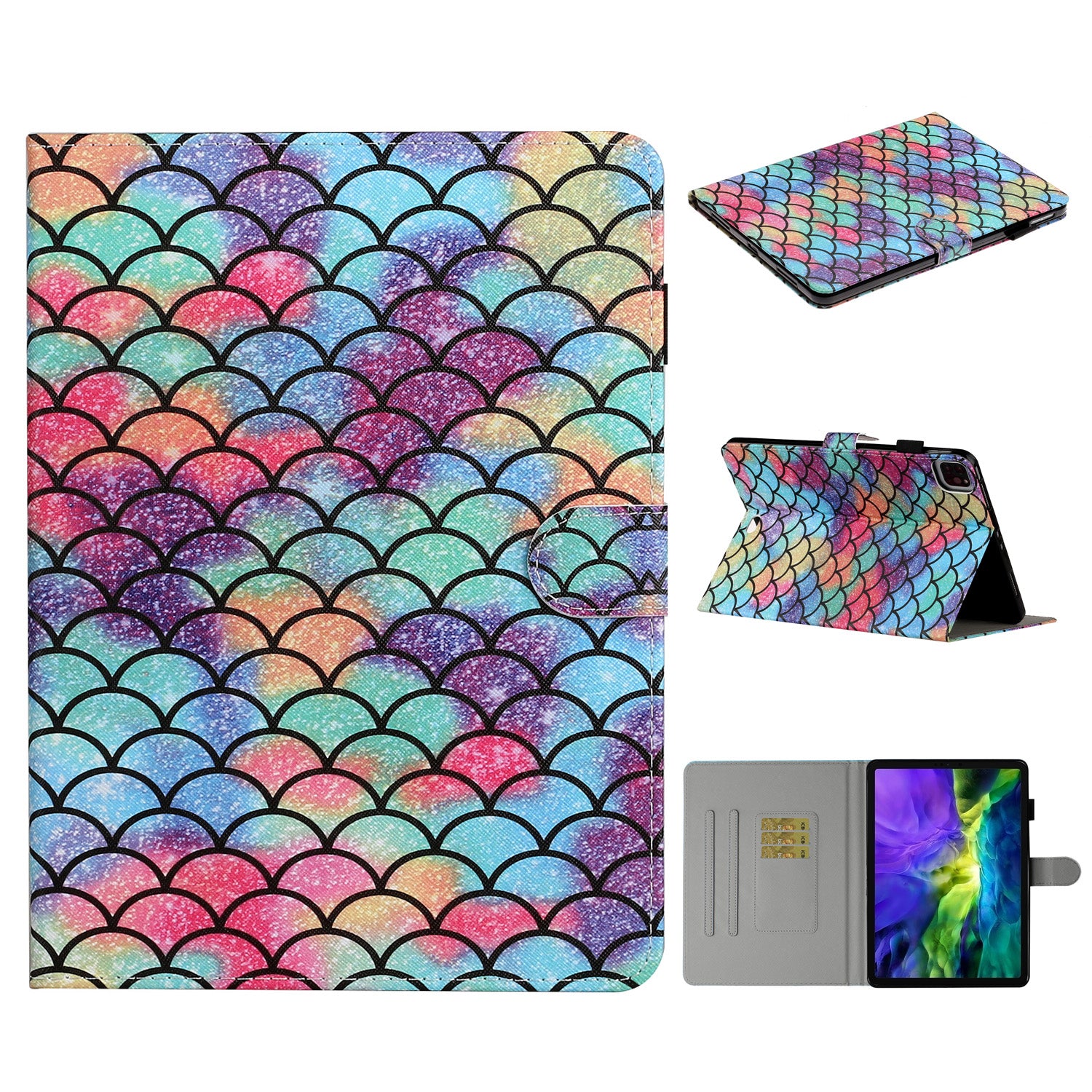 Pattern Printing Leather Stand Shell with Card Slots for iPad Pro 11-inch (2020) (2018)
