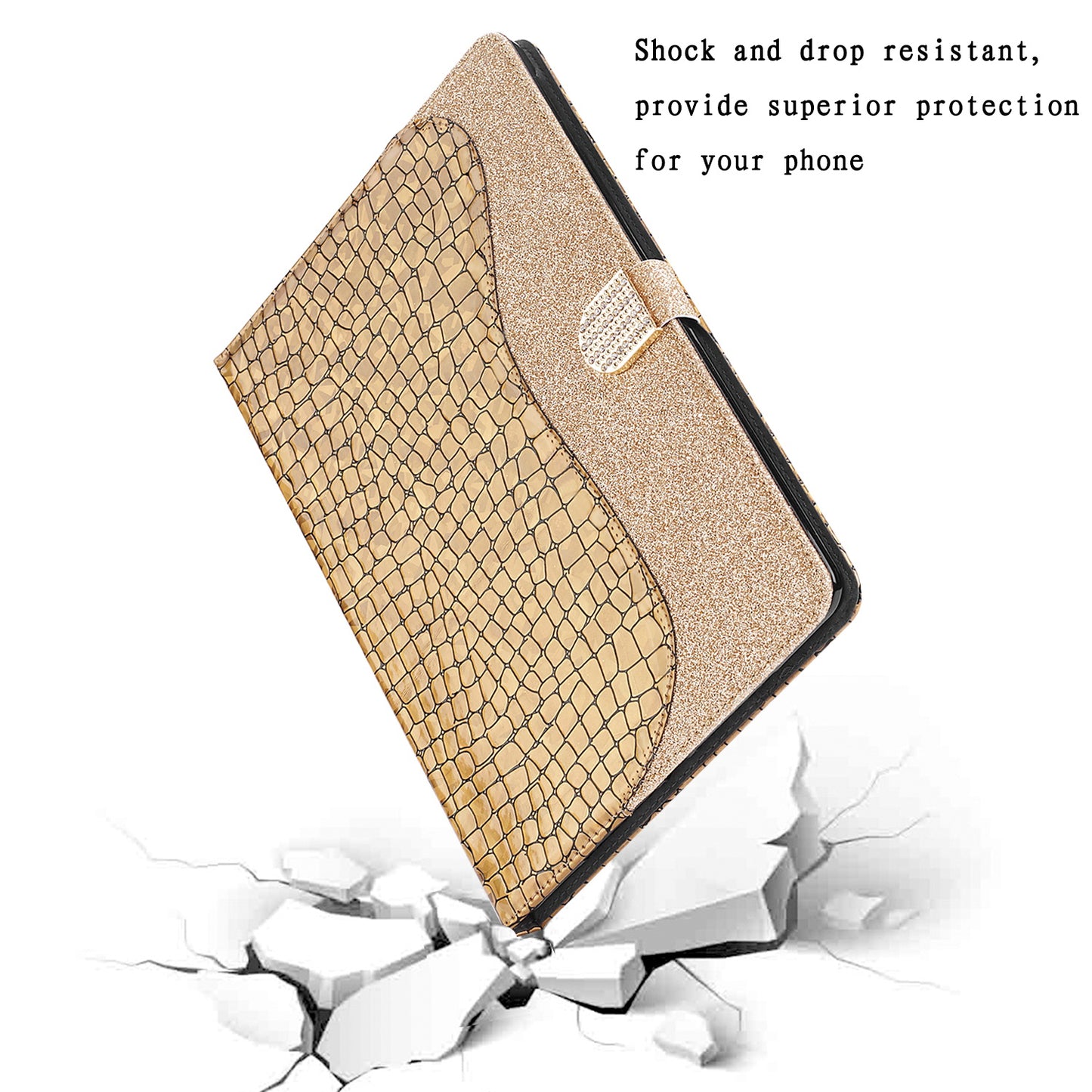 Crocodile Texture Flash Powder Leather Stand Tablet Case with Card Slots for iPad Pro 11-inch (2020)