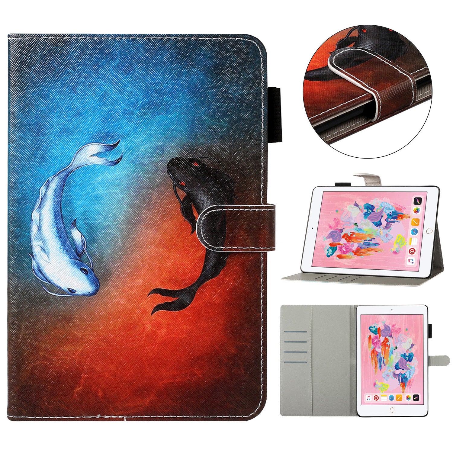 Full Protected Anti-Drop Pattern Printing Leather Wallet Stand Case for iPad 9.7-inch (2018) / 9.7-inch (2017) / Pro 9.7 inch (2016) / Air 2 / Air (2013)