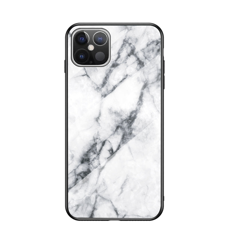 Marble Grain Pattern Tempered Glass PC + TPU Hybrid Case for iPhone 12 Pro Max 6.7 inch