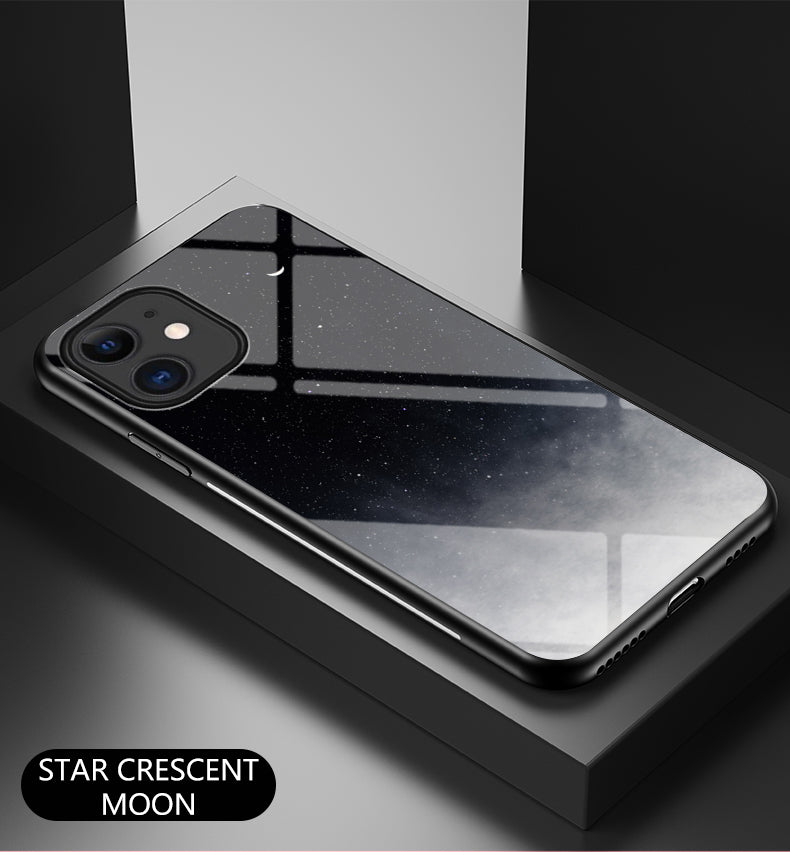Starry Sky Pattern Tempered Glass + PC + TPU Combo Back Case for iPhone 12 mini
