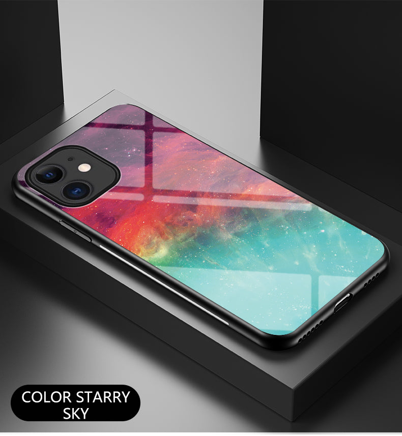 Starry Sky Pattern Tempered Glass + PC + TPU Combo Back Case for iPhone 12 mini