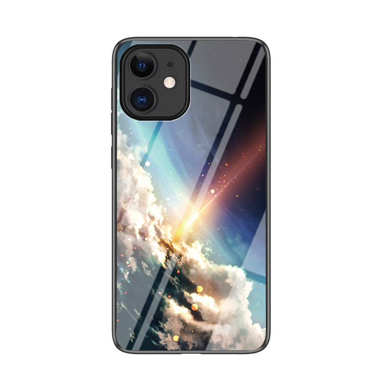 Starry Sky Pattern Tempered Glass + PC + TPU Combo Back Case for iPhone 12 mini