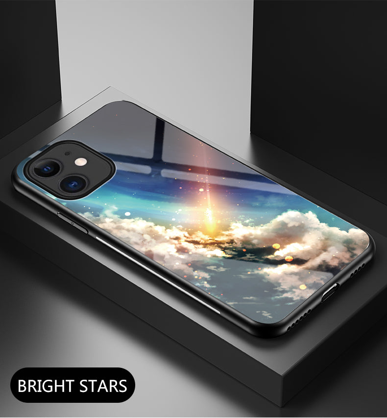 Starry Sky Pattern Tempered Glass + PC + TPU Combo Back Case for iPhone 12 mini