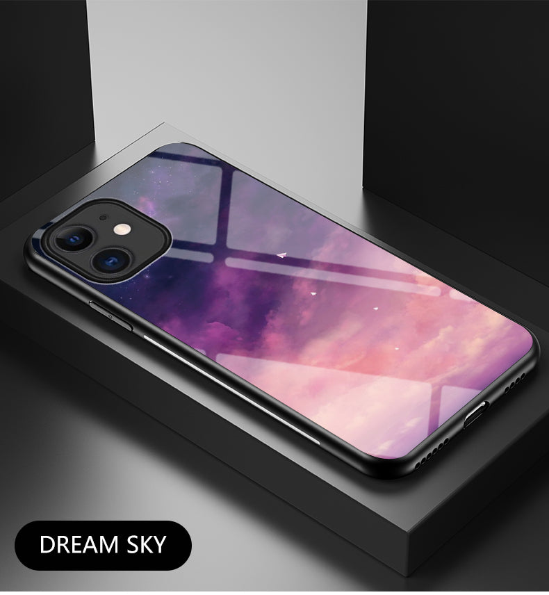 Starry Sky Pattern Tempered Glass + PC + TPU Combo Back Case for iPhone 12 mini