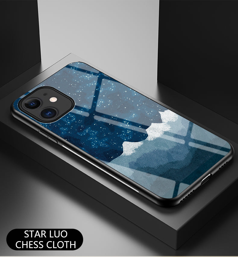 Starry Sky Pattern Tempered Glass + PC + TPU Combo Back Case for iPhone 12 mini