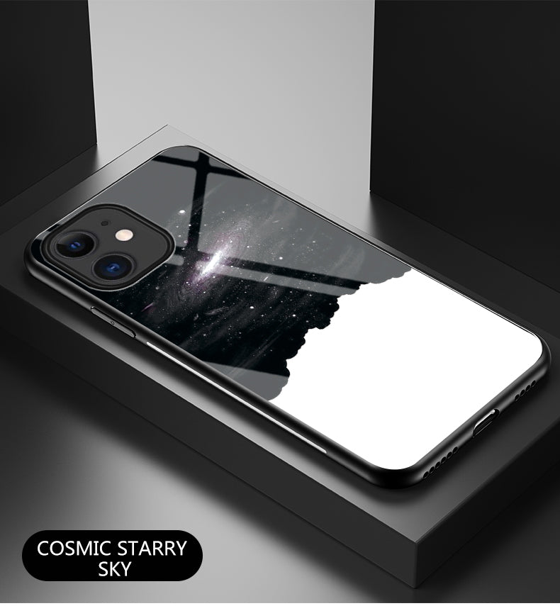 Starry Sky Pattern Tempered Glass + PC + TPU Combo Back Case for iPhone 12 mini