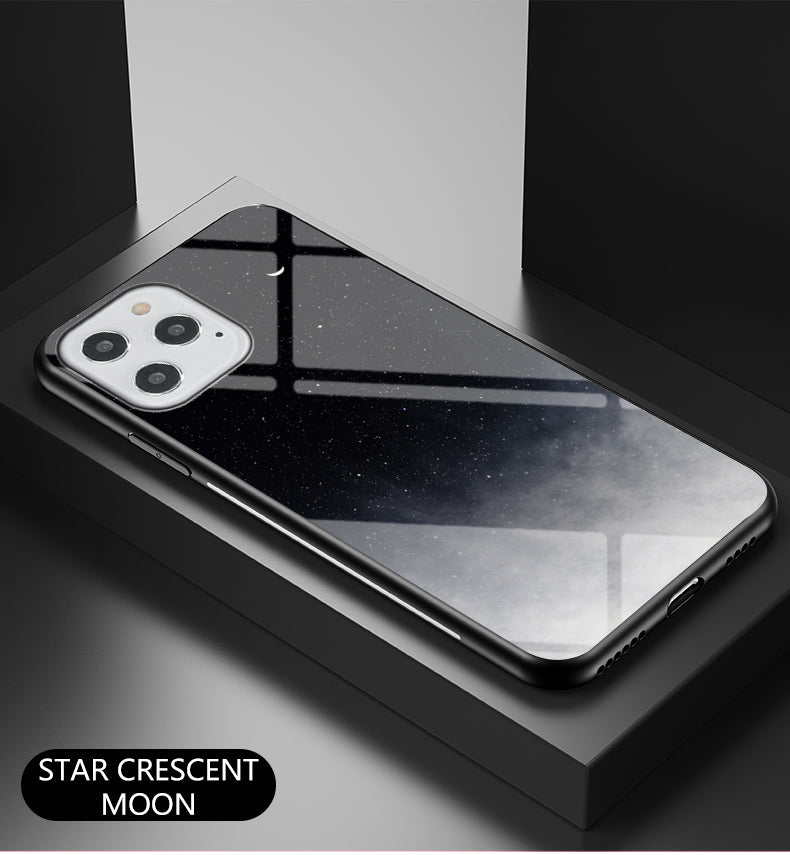 Starry Sky Tempered Glass + PC + TPU Protection	Hybrid Case for iPhone 12 Pro/12