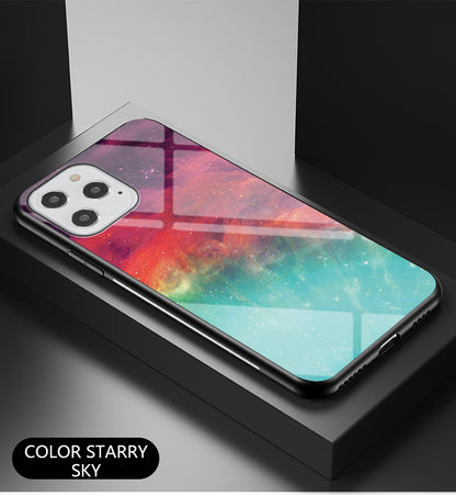 Starry Sky Tempered Glass + PC + TPU Protection	Hybrid Case for iPhone 12 Pro/12