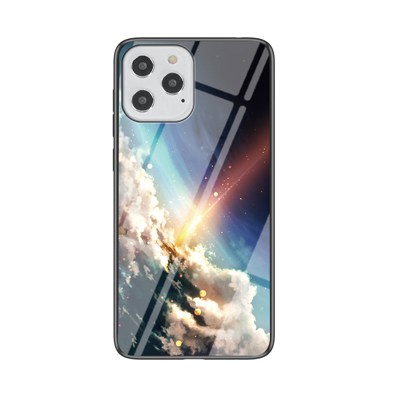 Starry Sky Tempered Glass + PC + TPU Protection	Hybrid Case for iPhone 12 Pro/12