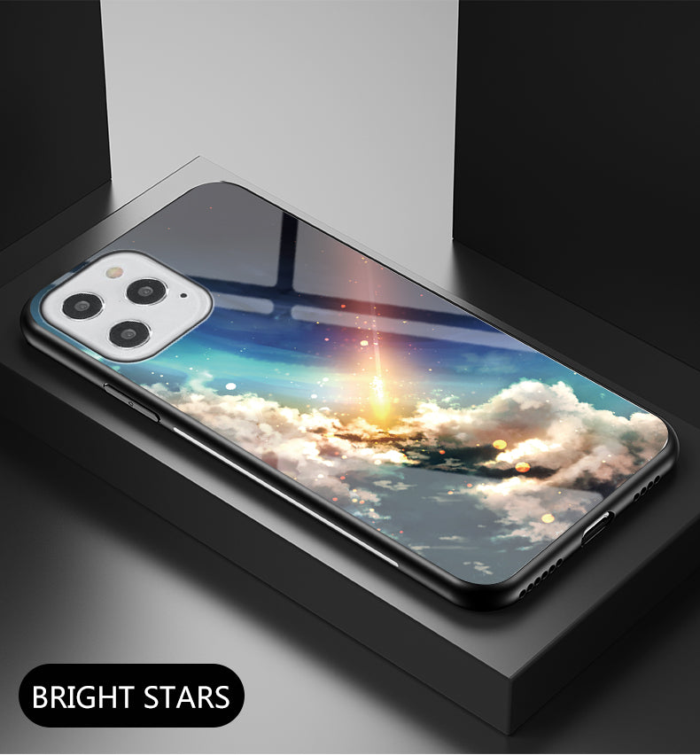 Starry Sky Tempered Glass + PC + TPU Protection	Hybrid Case for iPhone 12 Pro/12