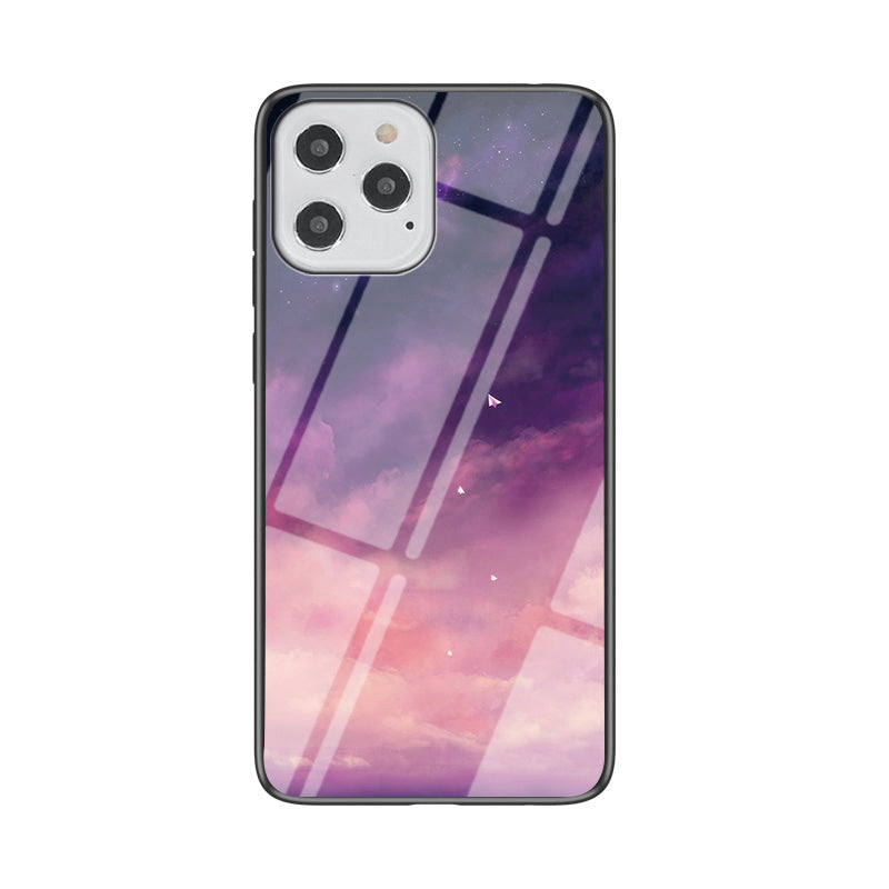 Starry Sky Tempered Glass + PC + TPU Protection	Hybrid Case for iPhone 12 Pro/12