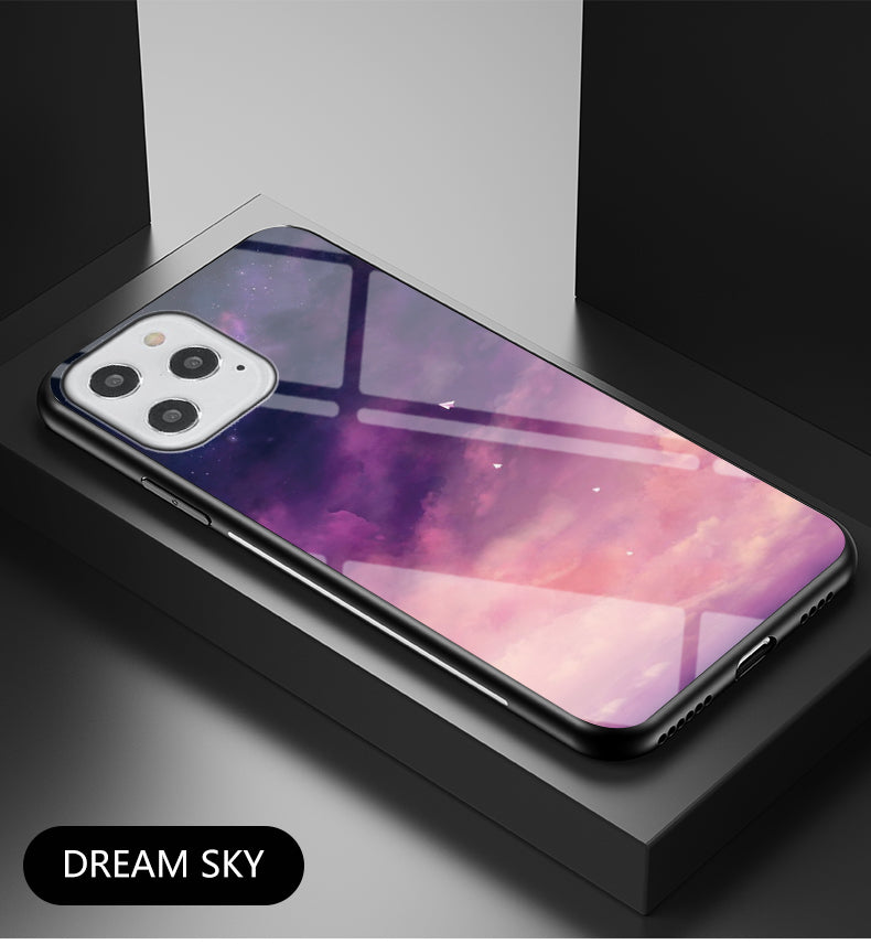 Starry Sky Tempered Glass + PC + TPU Protection	Hybrid Case for iPhone 12 Pro/12