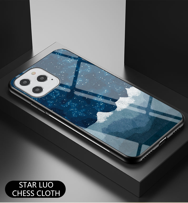 Starry Sky Tempered Glass + PC + TPU Protection	Hybrid Case for iPhone 12 Pro/12