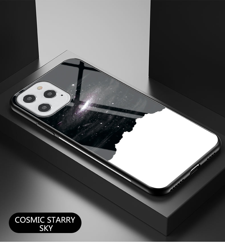 Starry Sky Tempered Glass + PC + TPU Protection	Hybrid Case for iPhone 12 Pro/12