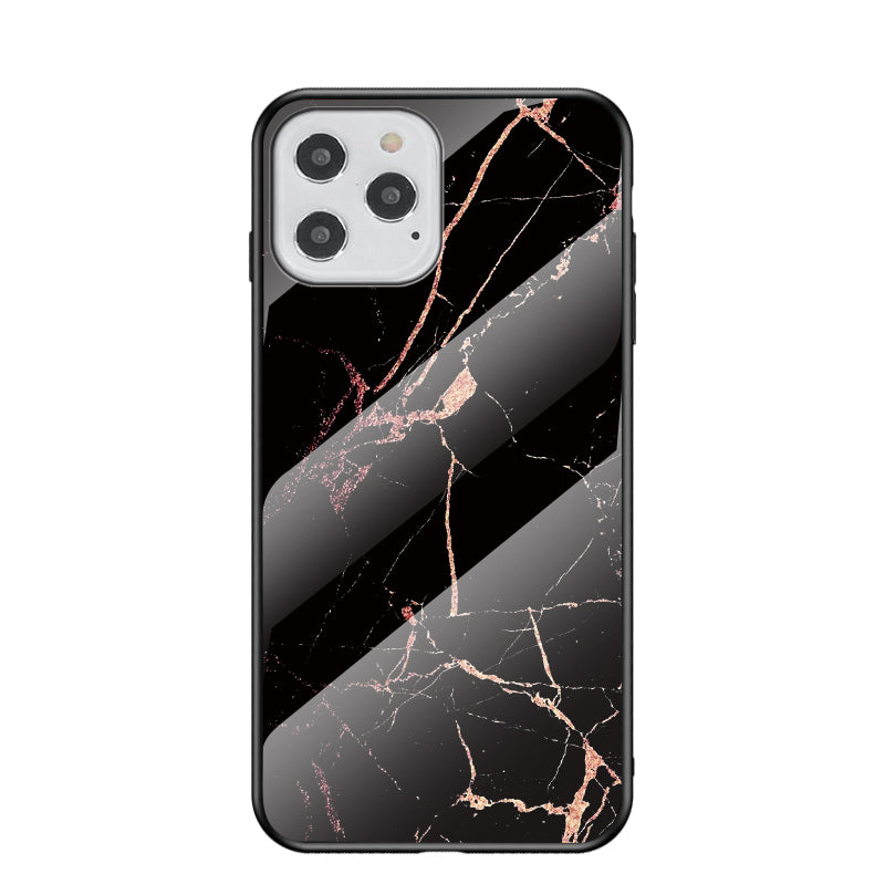 Marble Texture Tempered Glass + PC + TPU Combo Case for iPhone 12 Pro/12