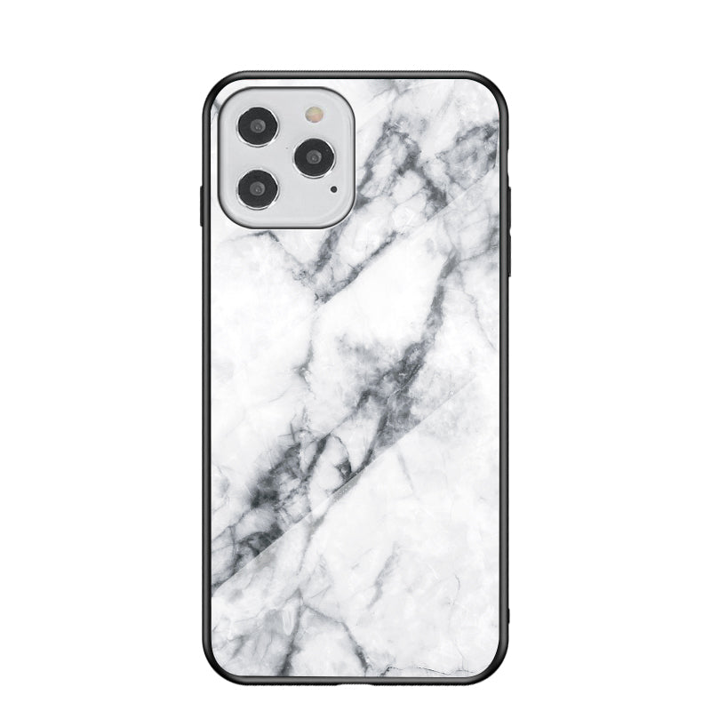 Marble Texture Tempered Glass + PC + TPU Combo Case for iPhone 12 Pro/12