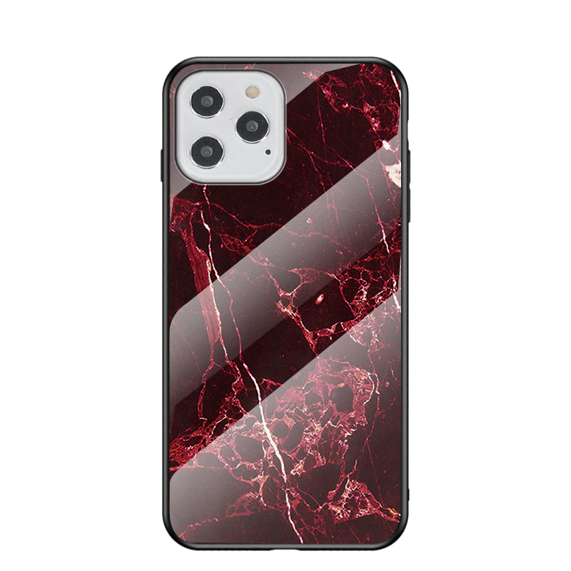 Marble Texture Tempered Glass + PC + TPU Combo Case for iPhone 12 Pro/12