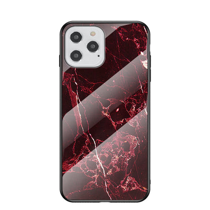 Marble Texture Tempered Glass + PC + TPU Combo Case for iPhone 12 Pro/12