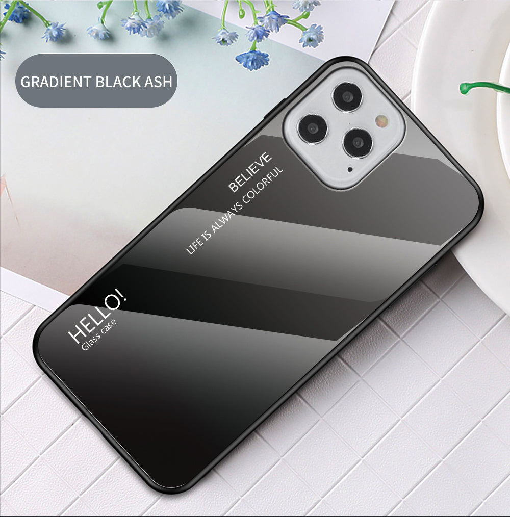 Gradient Color Tempered Glass + PC + TPU Shell for iPhone 12 Pro/12