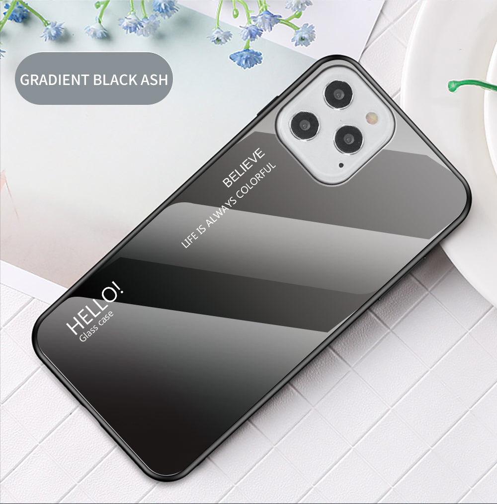 Gradient Color Tempered Glass + PC + TPU Shell for iPhone 12 Pro/12