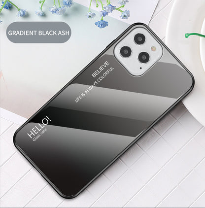 Gradient Color Tempered Glass + PC + TPU Shell for iPhone 12 Pro/12