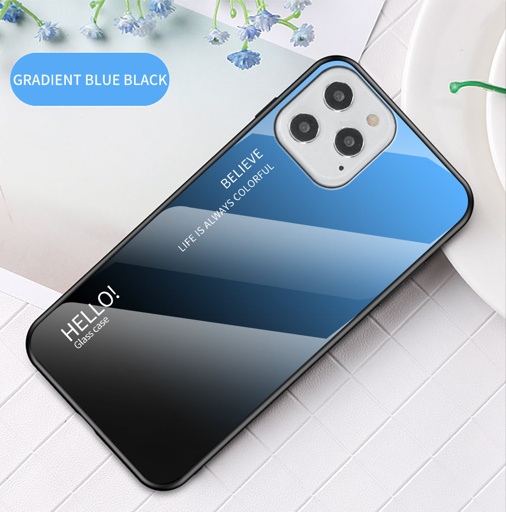 Gradient Color Tempered Glass + PC + TPU Shell for iPhone 12 Pro/12