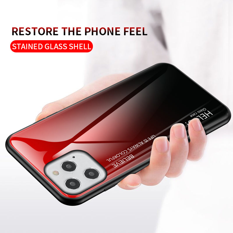 Gradient Color Tempered Glass + PC + TPU Shell for iPhone 12 Pro/12