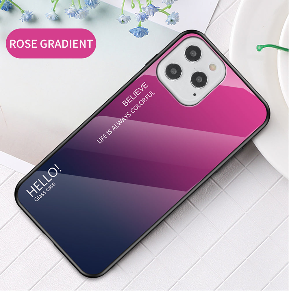 Gradient Color Tempered Glass + PC + TPU Shell for iPhone 12 Pro/12