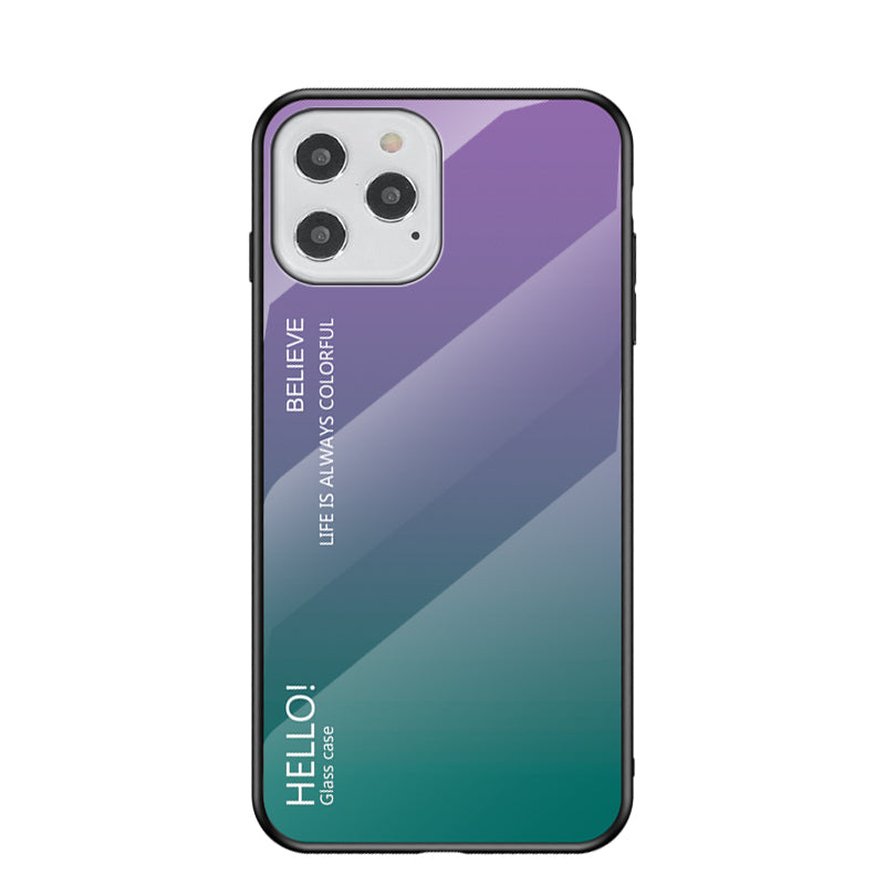 Gradient Color Tempered Glass + PC + TPU Shell for iPhone 12 Pro/12