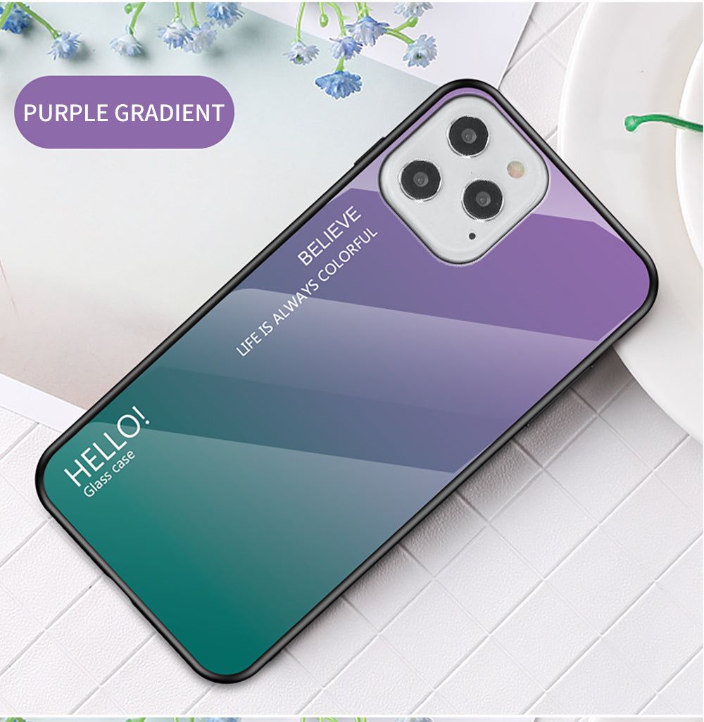 Gradient Color Tempered Glass + PC + TPU Shell for iPhone 12 Pro/12