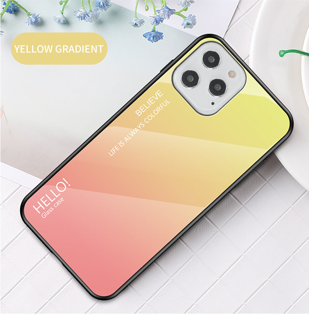 Gradient Color Tempered Glass + PC + TPU Shell for iPhone 12 Pro/12