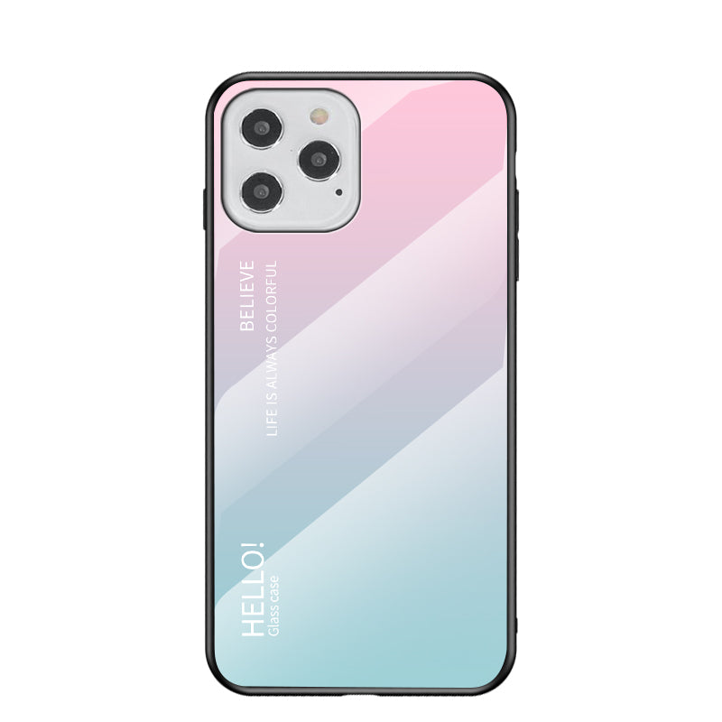 Gradient Color Tempered Glass + PC + TPU Shell for iPhone 12 Pro/12