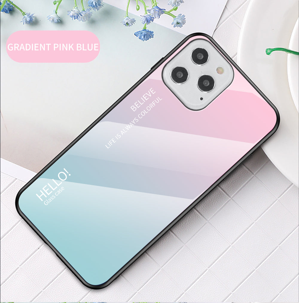 Gradient Color Tempered Glass + PC + TPU Shell for iPhone 12 Pro/12