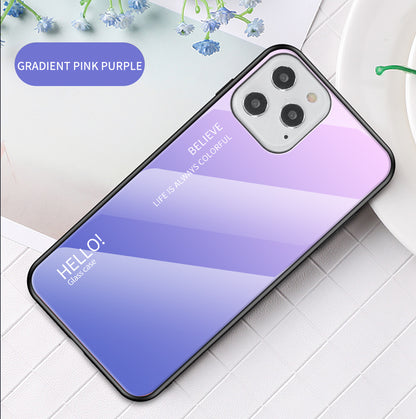 Gradient Color Tempered Glass + PC + TPU Shell for iPhone 12 Pro/12
