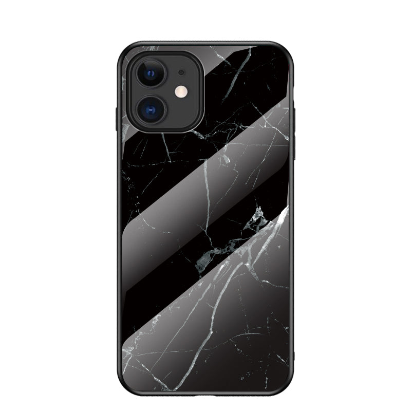 Marble Texture Tempered Glass + PC + TPU Hybrid Case for iPhone 12 mini