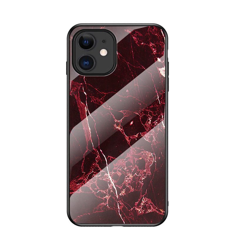Marble Texture Tempered Glass + PC + TPU Hybrid Case for iPhone 12 mini