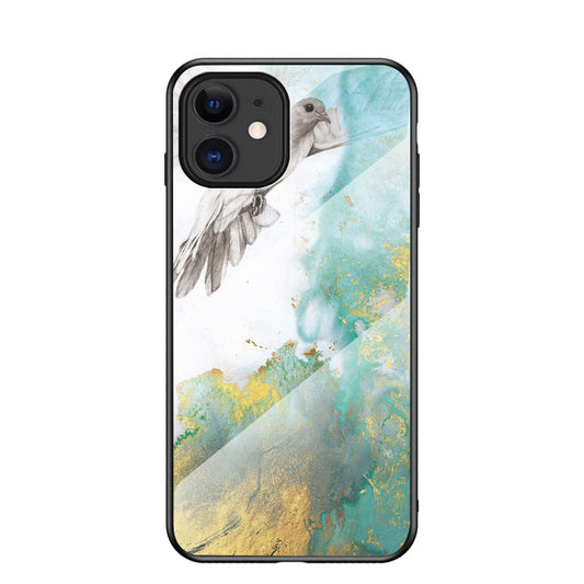 Marble Texture Tempered Glass + PC + TPU Hybrid Case for iPhone 12 mini